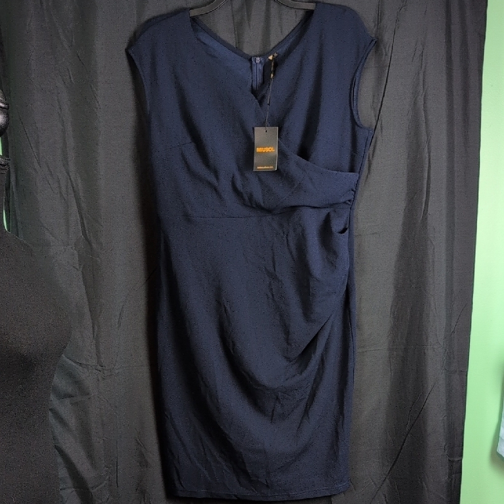 Miusol Blue Ruched Sheath Dress with V-Neck for Cocktail. XXL. NWT‎